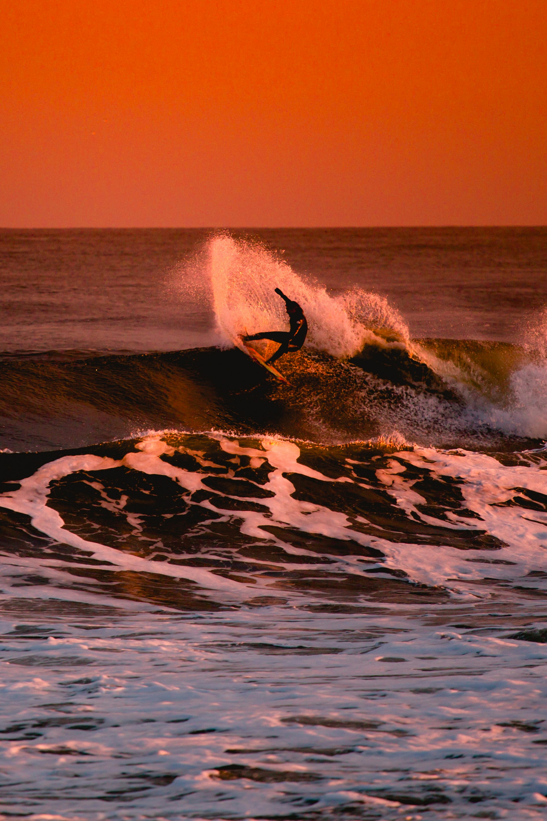 Surfer riding a wave